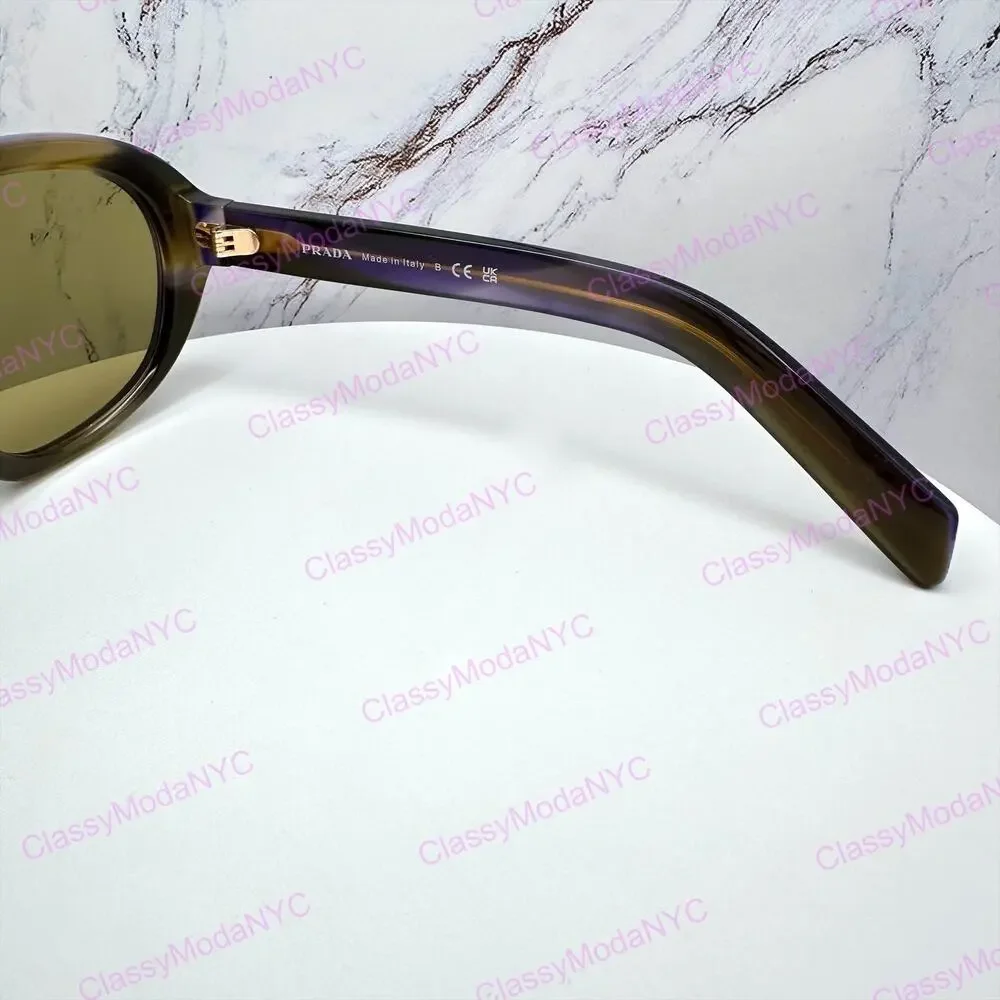 New PRADA Sunglasses Brown Striped Laguna Aviator Shield Mask New